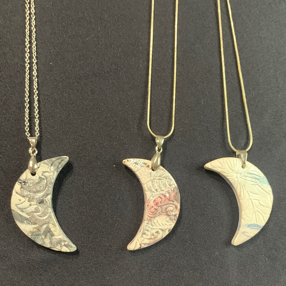 Lunar Elegance Silver and Pink & Blue Moon Necklaces